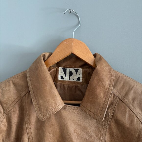 Vintage 80s Brown Paper bag Leather Jacket - Picture 2 of 14